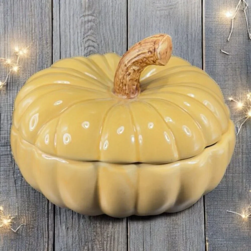 Williams Sonoma Large Pumpkin Canister Jar Container Cookie Jar Covered Dish VTG